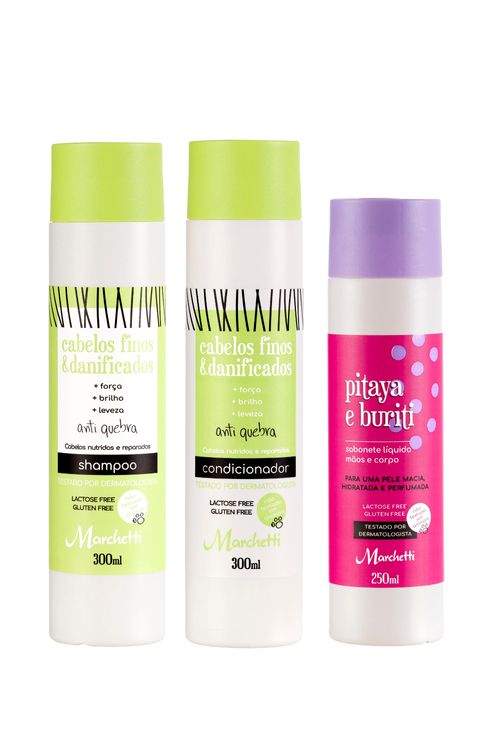 Shampoo e Condicionador - Cabelos Finos e Danificados + Sabonete Pitaya